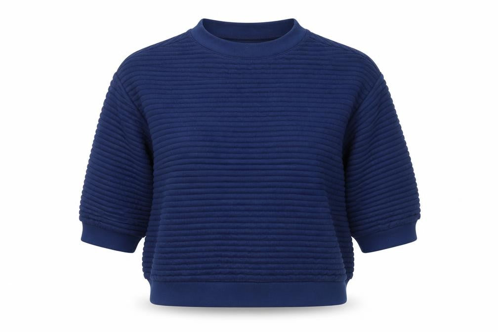 Front view of Gap Women’s Blue Textured Pullover Sweatshirt, size M