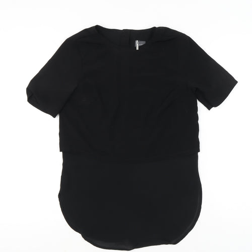 Sparkle & Fade Womens Black XS Cropped Blouse Classic Casual