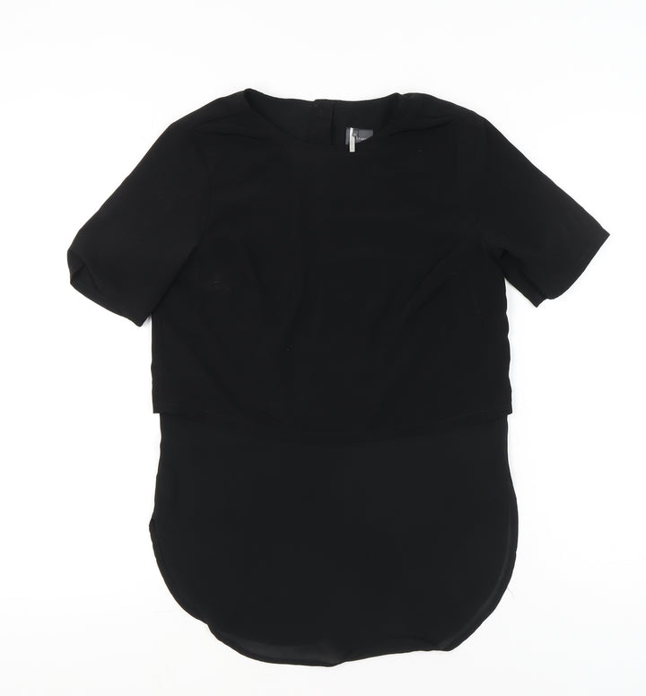 Sparkle & Fade Womens Black XS Cropped Blouse Classic Casual