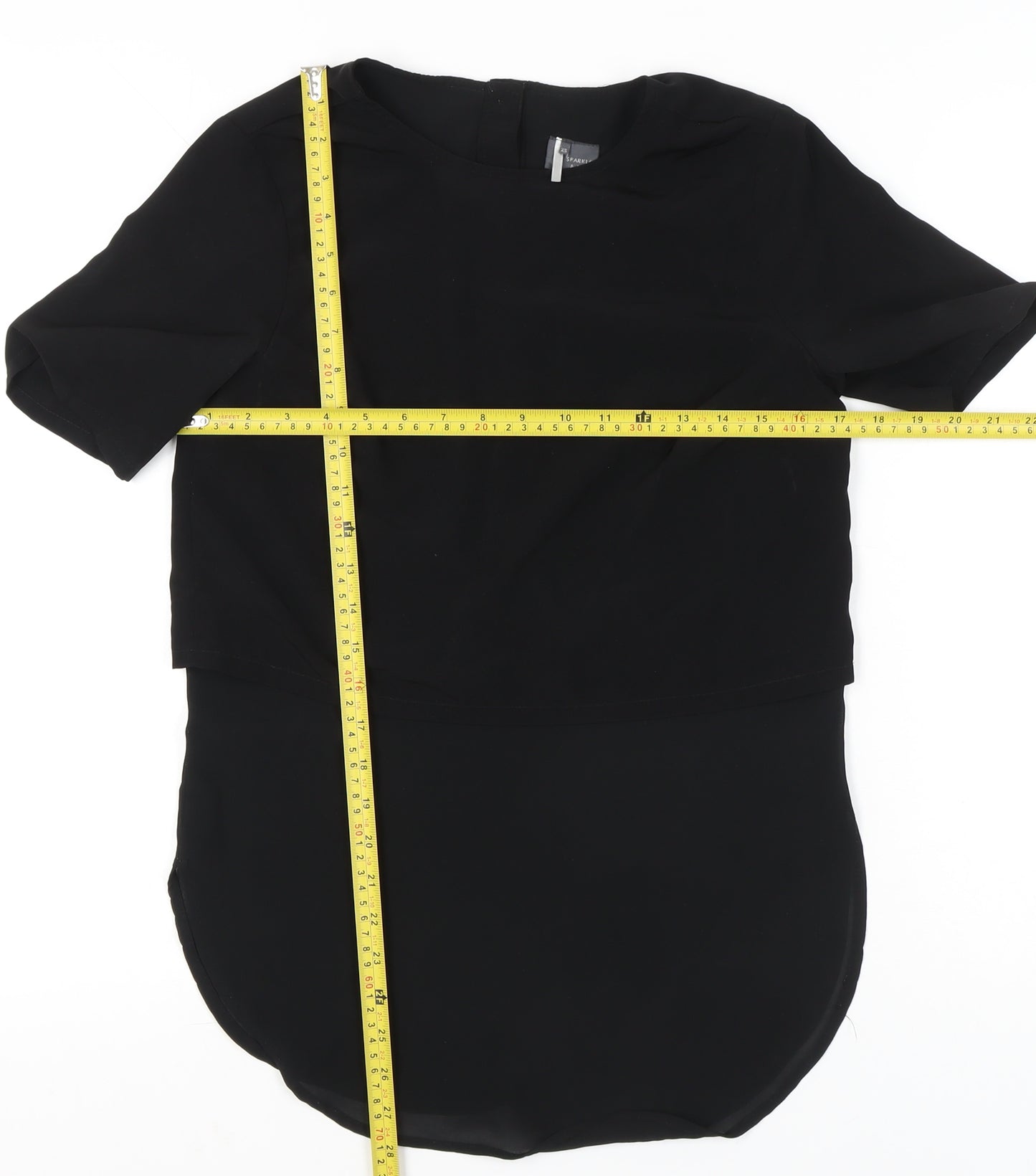 Sparkle & Fade Womens Black XS Cropped Blouse Classic Casual