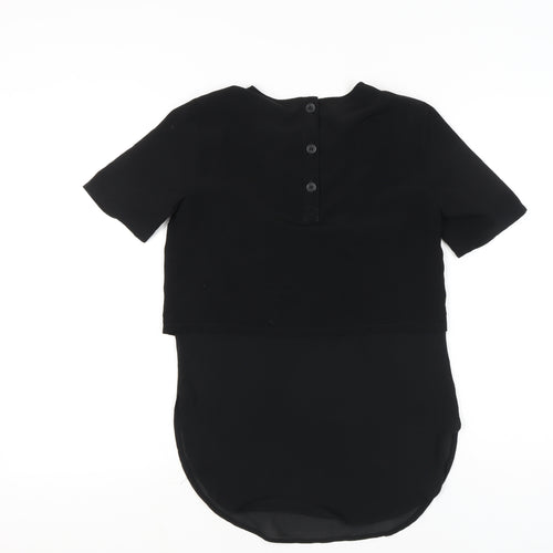 Sparkle & Fade Womens Black XS Cropped Blouse Classic Casual