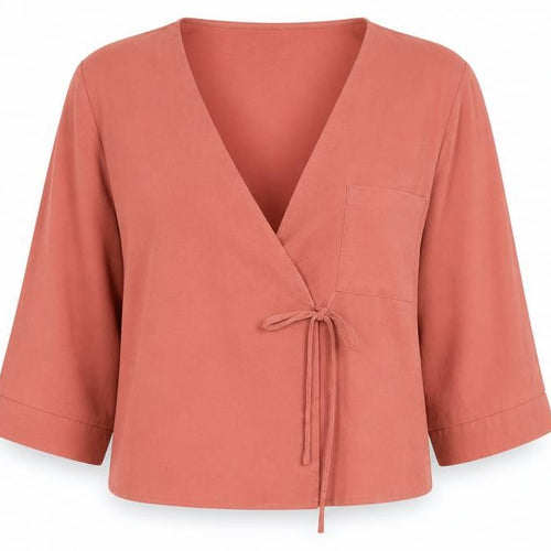 Topshop Womens Pink Wrap Blouse Size 10 Kimono Sleeve Viscose