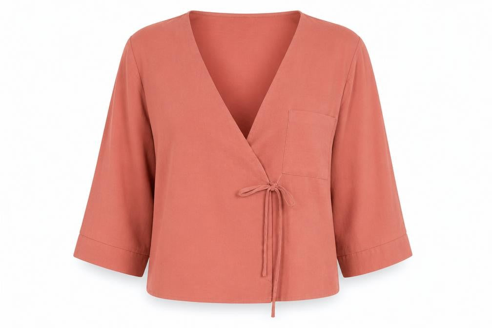 Topshop Womens Pink Wrap Blouse Size 10 Kimono Sleeve Viscose