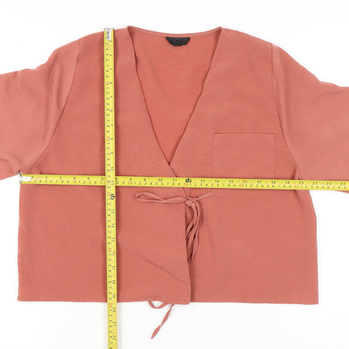 Topshop Womens Pink Wrap Blouse Size 10 Kimono Sleeve Viscose