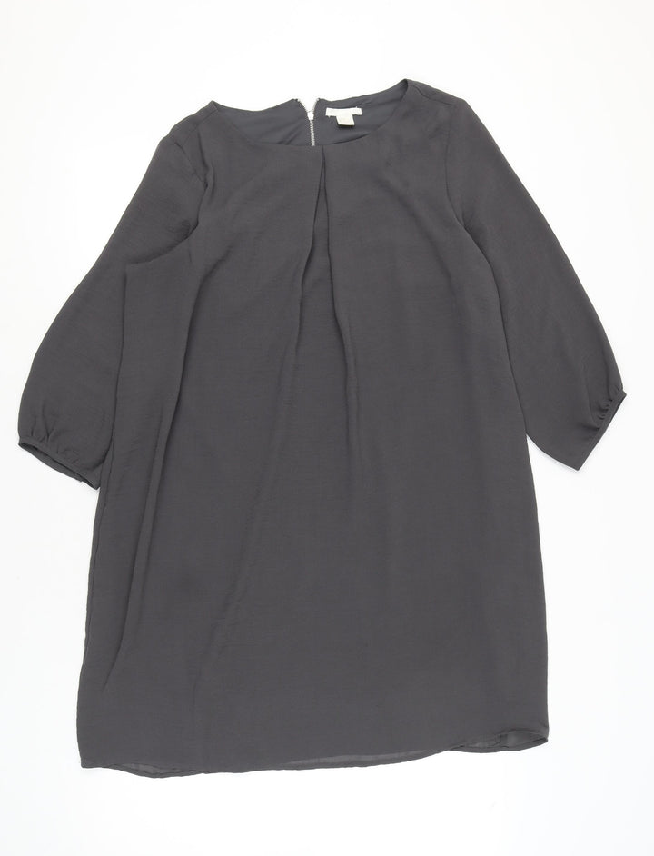 H&M Women’s Grey Size 16 Shift Dress 3/4 Sleeve Knee Length
