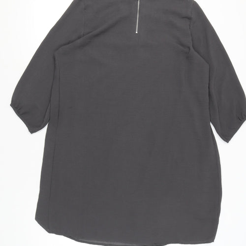 H&M Women’s Grey Size 16 Shift Dress 3/4 Sleeve Knee Length