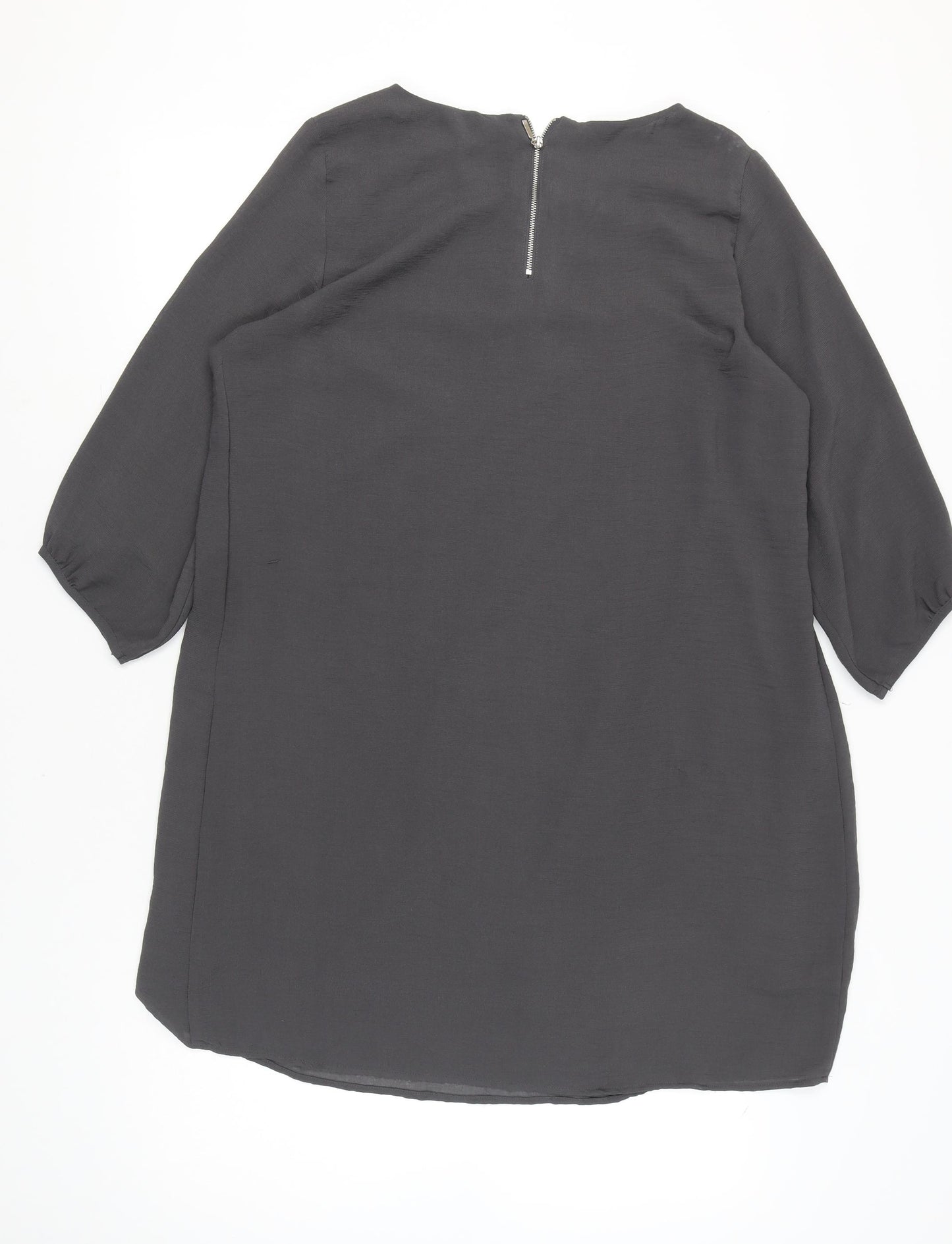 H&M Women’s Grey Size 16 Shift Dress 3/4 Sleeve Knee Length