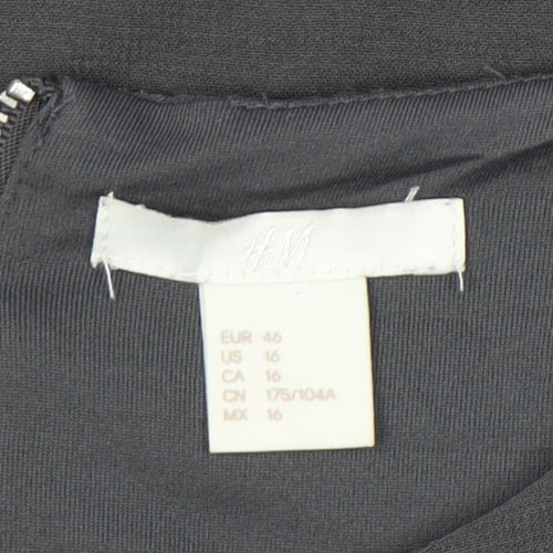 H&M Women’s Grey Size 16 Shift Dress 3/4 Sleeve Knee Length