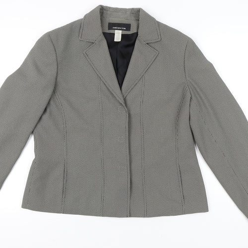 Jones New York Womens Grey Houndstooth Blazer Jacket Size 16