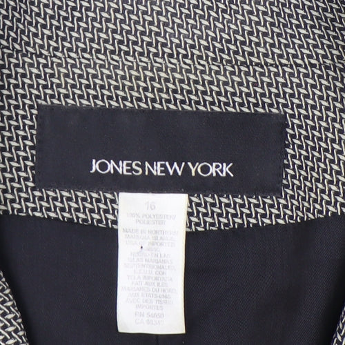 Jones New York Womens Grey Houndstooth Blazer Jacket Size 16