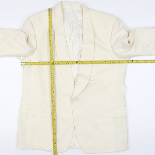 HR Tailoring Men’s Ivory 44R Shawl Lapel One-Button Suit Jacket