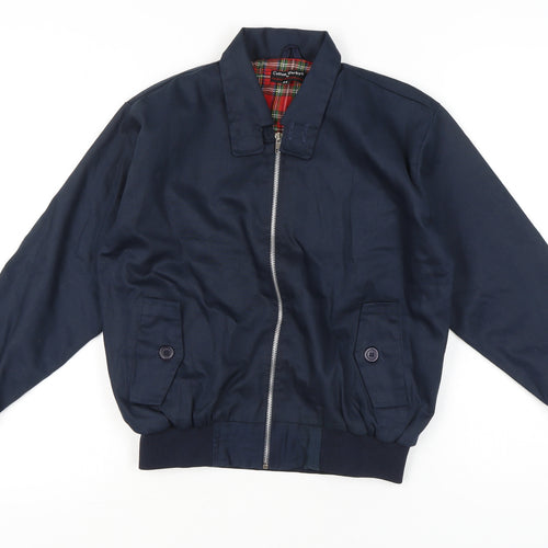Cotton Works Boys Navy Blue Bomber Jacket Size 34 Collared Full Zip