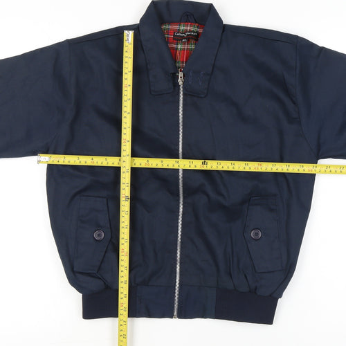 Cotton Works Boys Navy Blue Bomber Jacket Size 34 Collared Full Zip