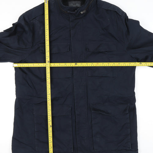 H&M Men’s Blue Military Jacket Size 54 EUR 44R Cotton Mid-Length