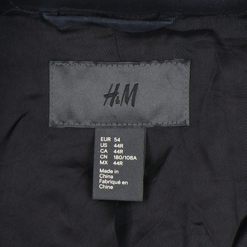 H&M Men’s Blue Military Jacket Size 54 EUR 44R Cotton Mid-Length