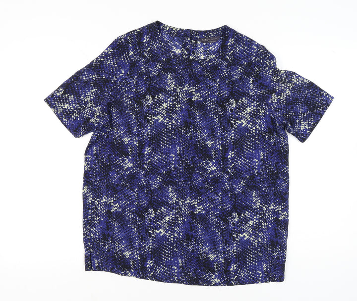Marks and Spencer Womens Blue Animal Print Blouse UK 12