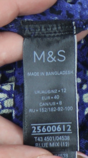 Marks and Spencer Womens Blue Animal Print Blouse UK 12