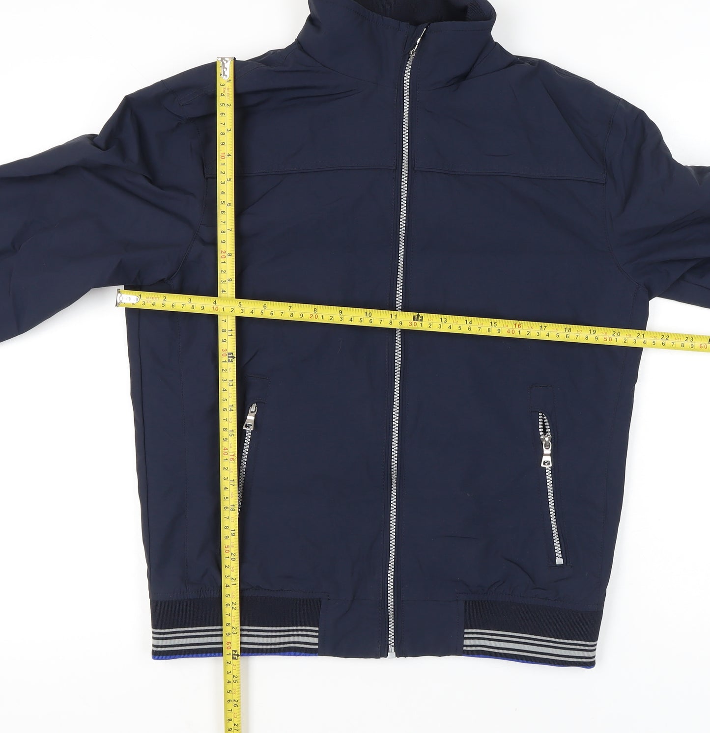 Marks and Spencer Mens Blue Bomber Jacket S Zip Pockets Casual