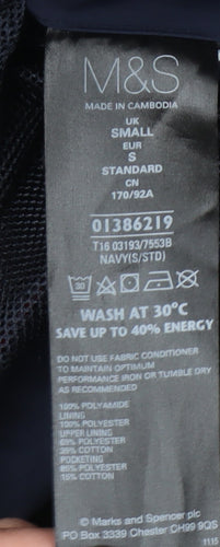 Marks and Spencer Mens Blue Bomber Jacket S Zip Pockets Casual