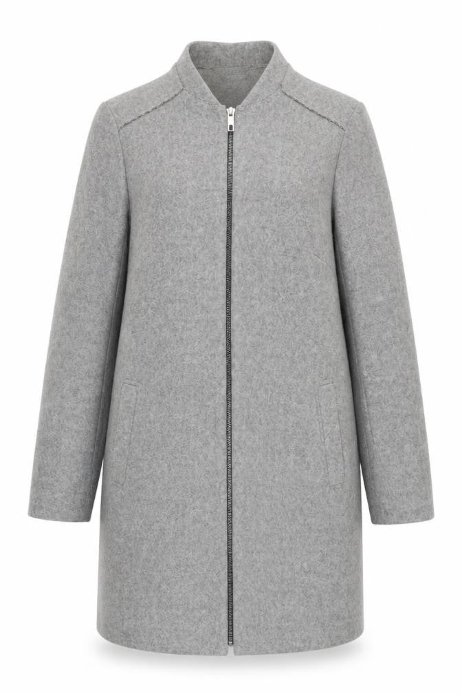 Principles Womens Grey Wool Blend Zip Up Overcoat Size 14 Regular
