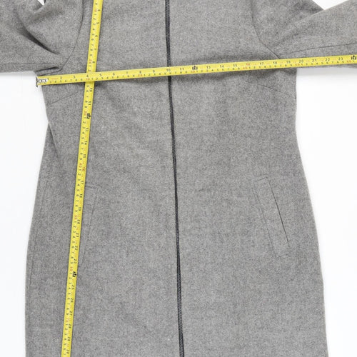 Principles Womens Grey Wool Blend Zip Up Overcoat Size 14 Regular