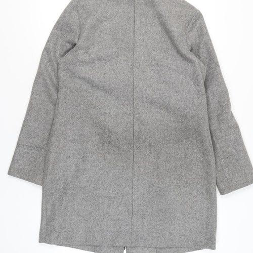 Principles Womens Grey Wool Blend Zip Up Overcoat Size 14 Regular