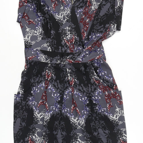 Closet BLU Women’s Size 14 Black Grey Floral Sheath Knee Dress