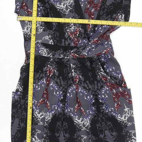 Closet BLU Women’s Size 14 Black Grey Floral Sheath Knee Dress