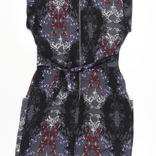 Closet BLU Women’s Size 14 Black Grey Floral Sheath Knee Dress