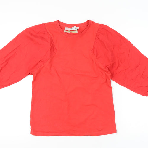 Silvian Heach Womens Red Cotton Puff Sleeve T-Shirt M