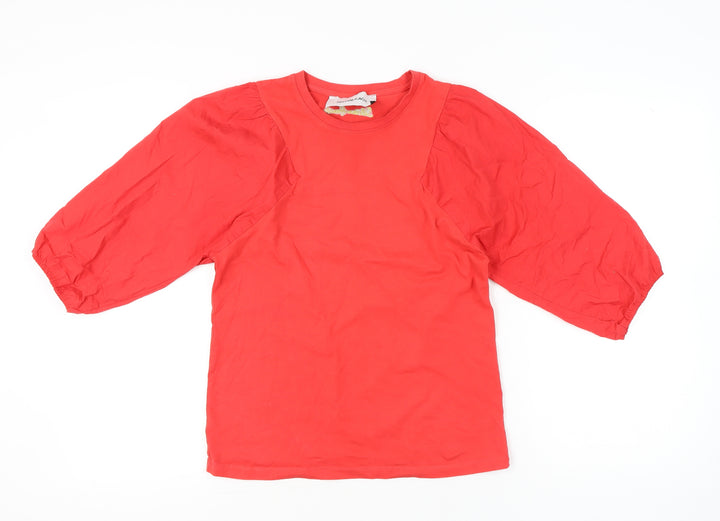 Silvian Heach Womens Red Cotton Puff Sleeve T-Shirt M