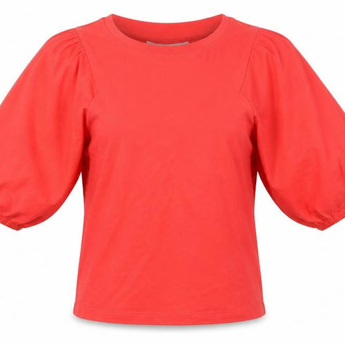Silvian Heach Womens Red Cotton Puff Sleeve T-Shirt M