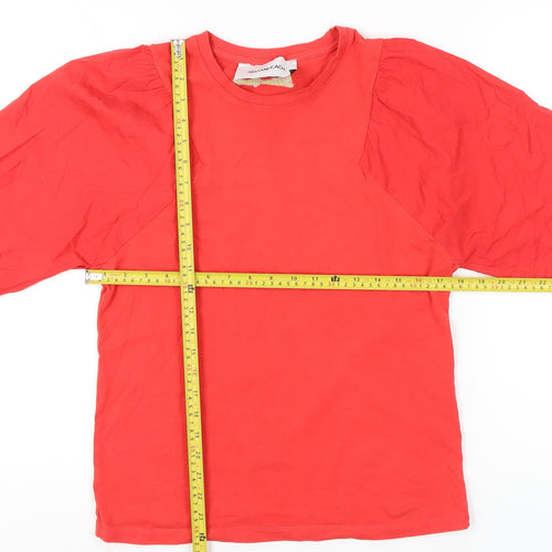 Silvian Heach Womens Red Cotton Puff Sleeve T-Shirt M