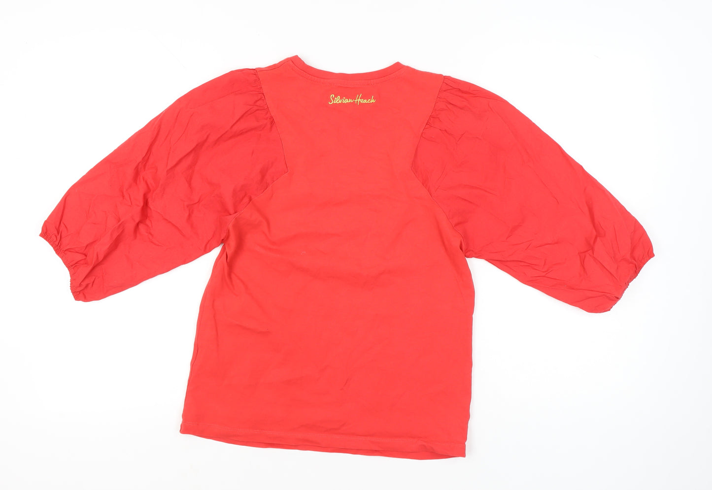 Silvian Heach Womens Red Cotton Puff Sleeve T-Shirt M
