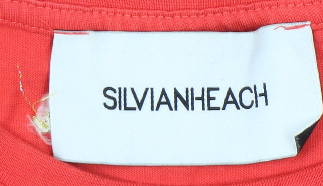 Silvian Heach Womens Red Cotton Puff Sleeve T-Shirt M