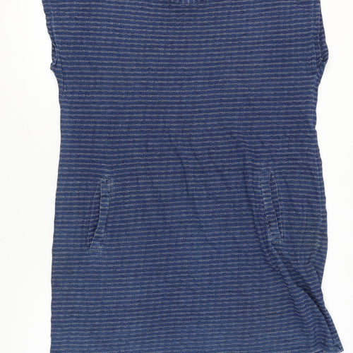 Laura Ashley Women Blue Striped Cotton Shift Dress UK 18