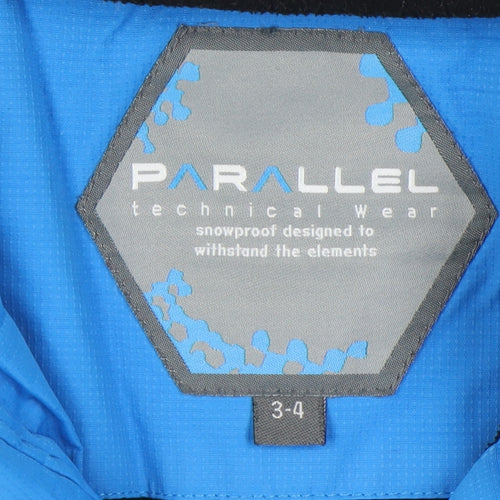 Parallel Boys Blue Grey Ski Jacket Coat Hooded 3-4 Years Winter Outdoor