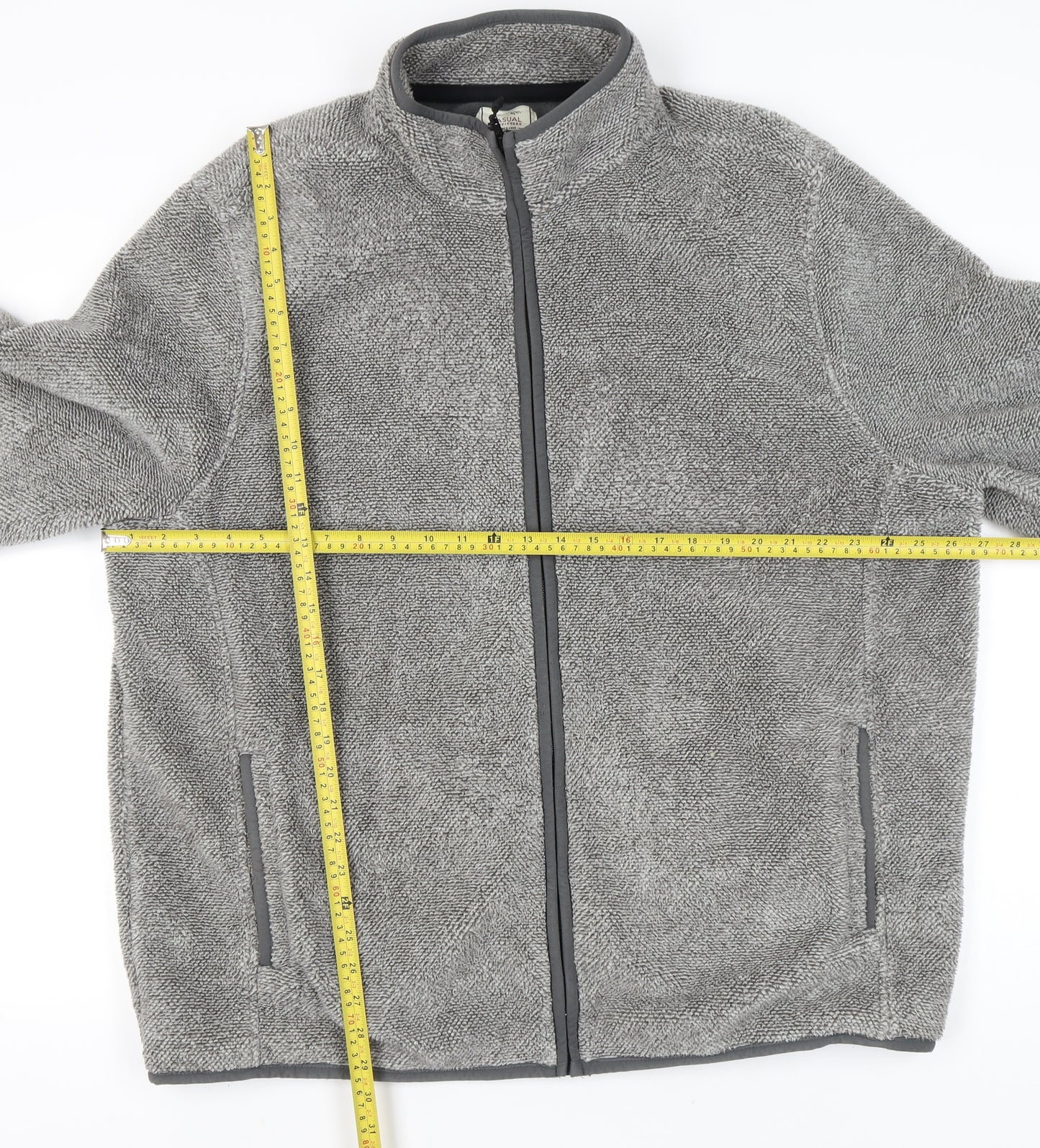 George Men’s Grey 3XL 51-53" Fleece Full Zip Jacket with Pockets