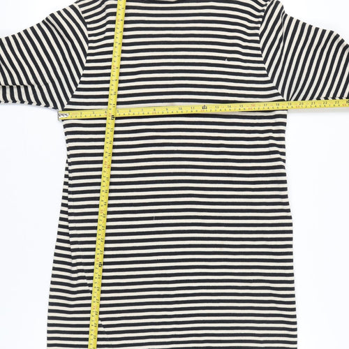 Topshop Women Black White Striped Shift Dress Size 14 Boat Neck