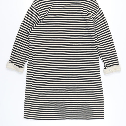 Topshop Women Black White Striped Shift Dress Size 14 Boat Neck