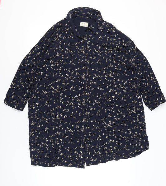 Hush Womens Blue Floral Nightshirt Size 12 Viscose Blend