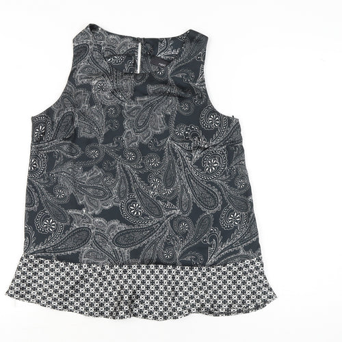 Next Womens Black Paisley Sleeveless Tunic Blouse Size 10