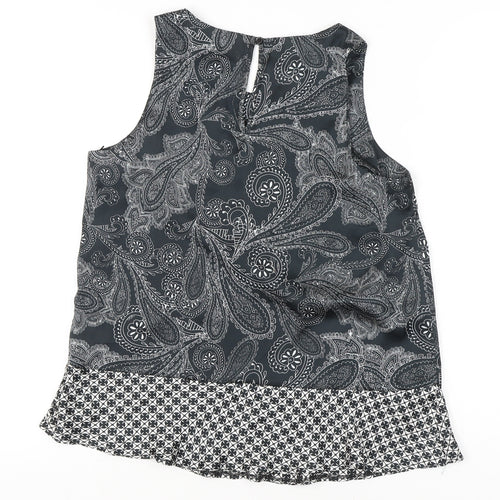 Next Womens Black Paisley Sleeveless Tunic Blouse Size 10