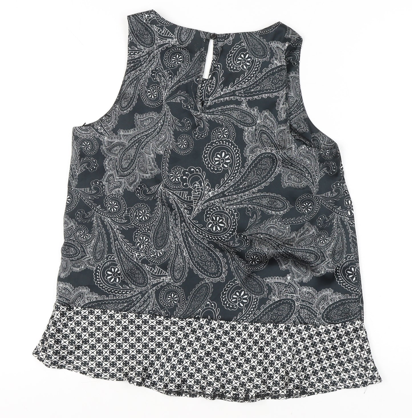Next Womens Black Paisley Sleeveless Tunic Blouse Size 10