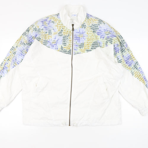Anzoni Womens White Floral Retro Bomber Jacket Size 14