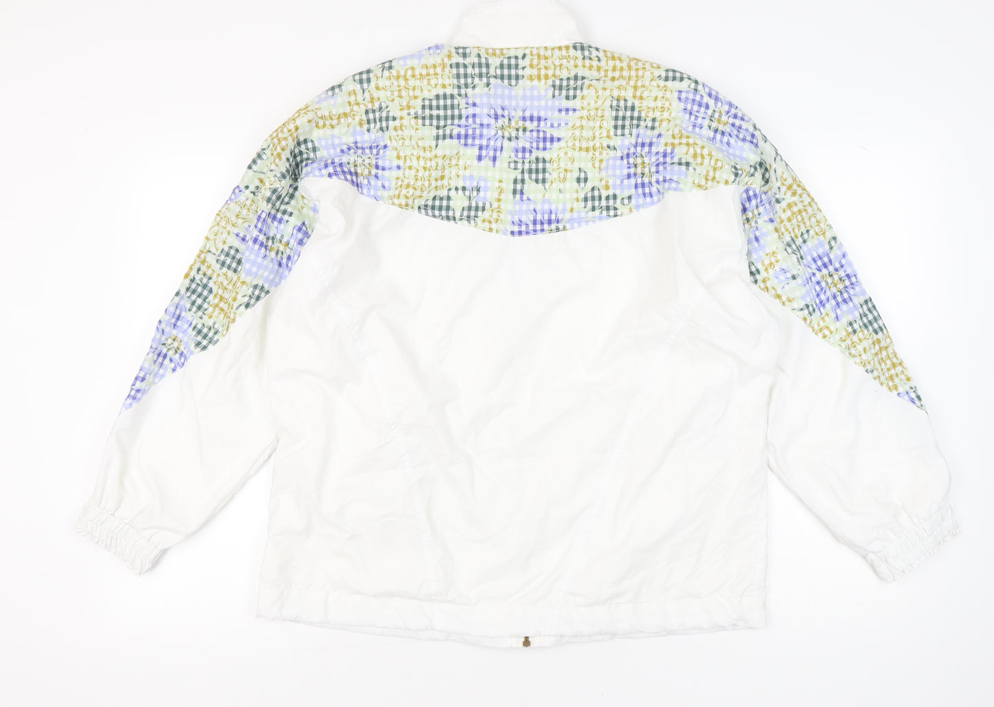 Anzoni Womens White Floral Retro Bomber Jacket Size 14