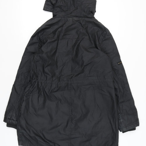 Oasis Women’s Black Parka Coat M Hooded Long Sleeve Cotton Polyester