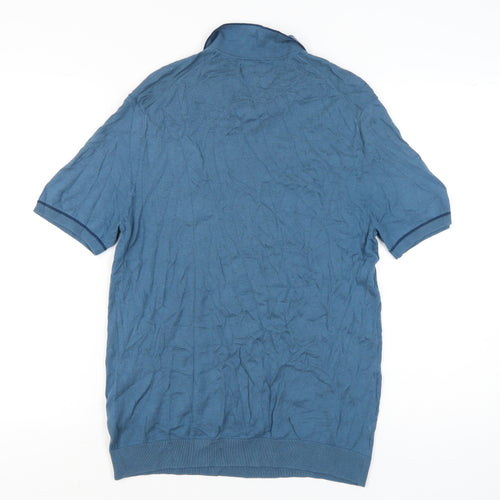 Marks and Spencer Men’s Blue Silk Cotton Polo Shirt M Regular Fit