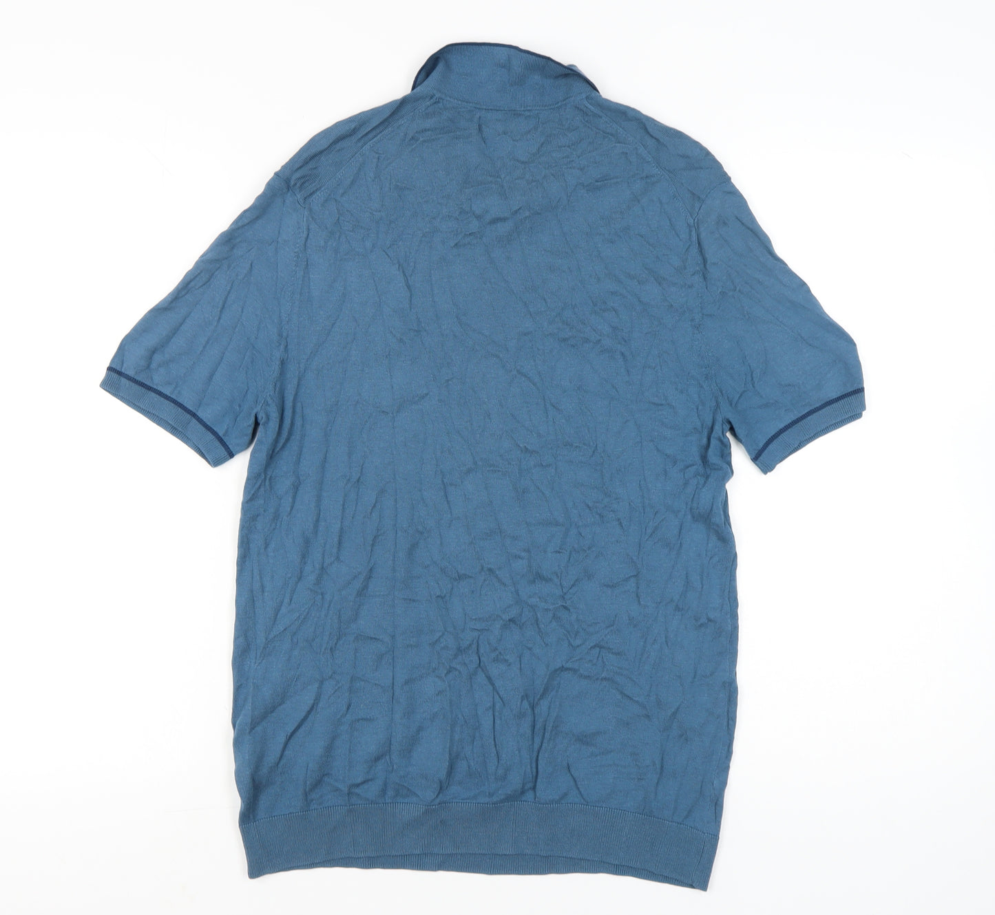 Marks and Spencer Men’s Blue Silk Cotton Polo Shirt M Regular Fit