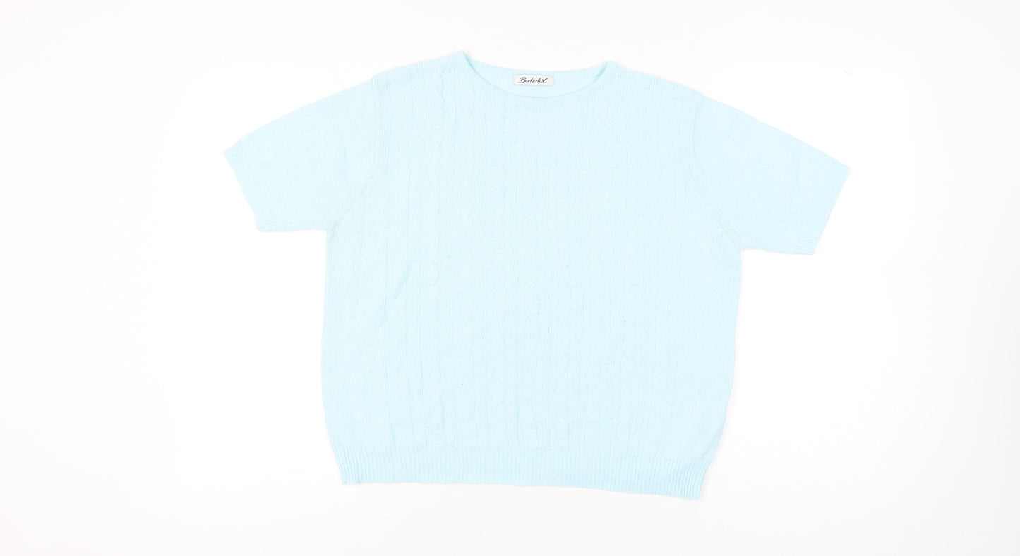 Berkertex Women’s Blue Knit Short Sleeve T-Shirt Size 14-16